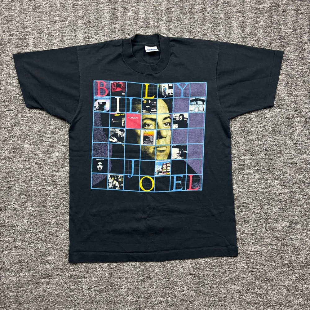 Vintage 90s Salem Sportswear Billy Joel Tour Concert T-Shirt Black Size Large